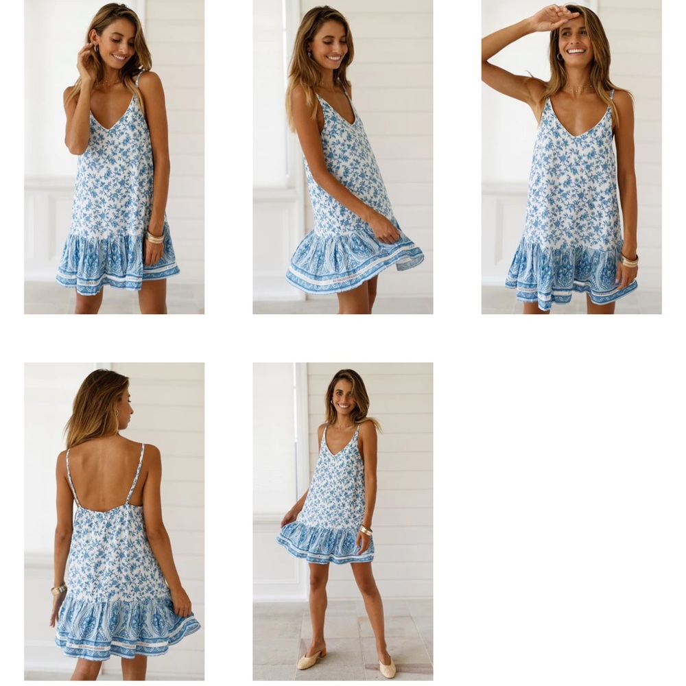 Mini Sleeveless Dress Floral,Tank Dress Vest Spaghetti Summer Beach Dress Ruffl